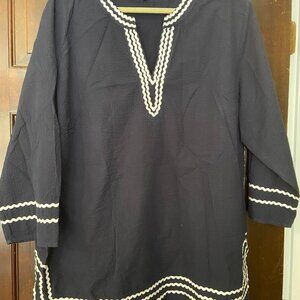 Talbots Navy Tunic with Rickrack Trim 2X